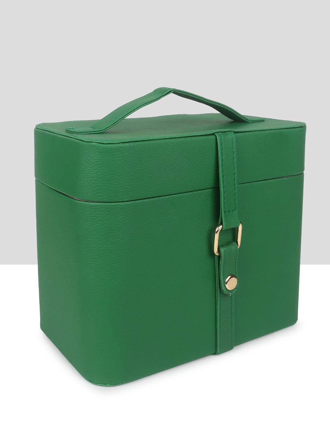Yelloe Green PU Leather Vanity Makeup Box for Women