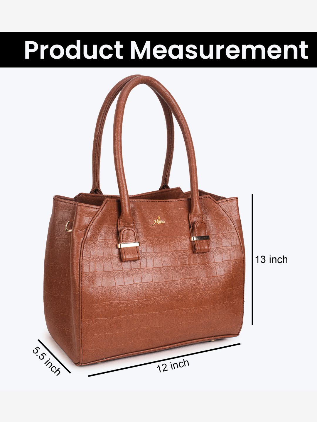Tan PU Leather Solid Handbag for Women