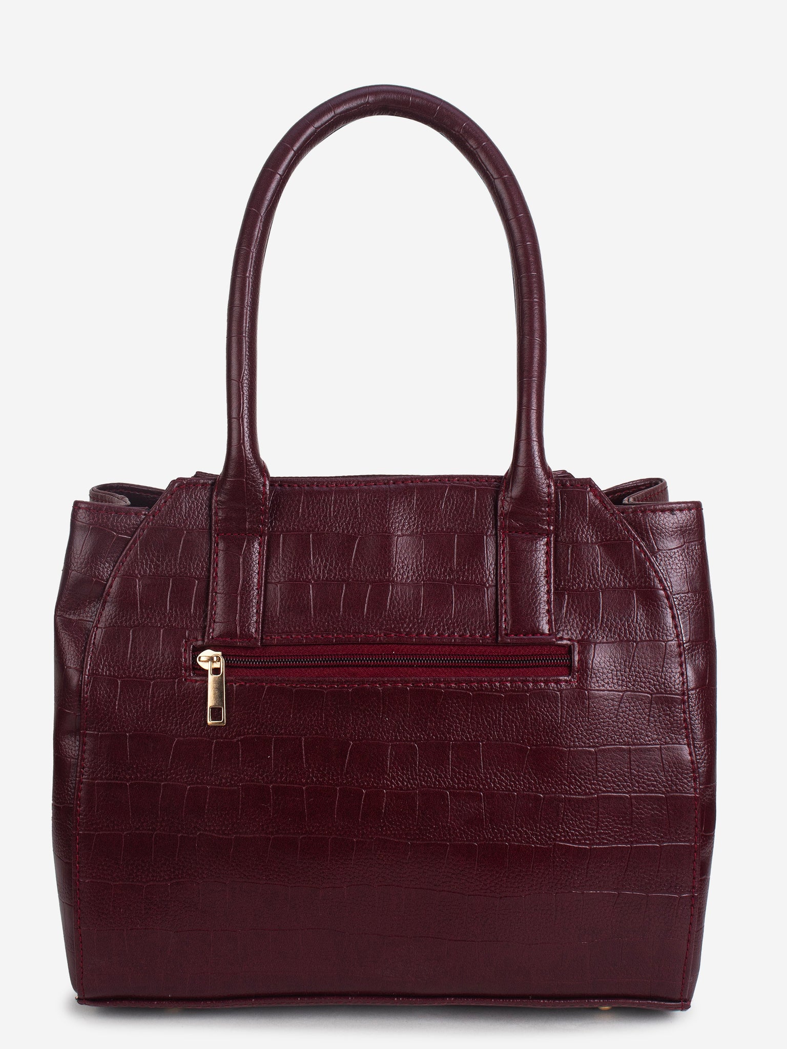 Maroon PU Leather Solid Handbag for Women