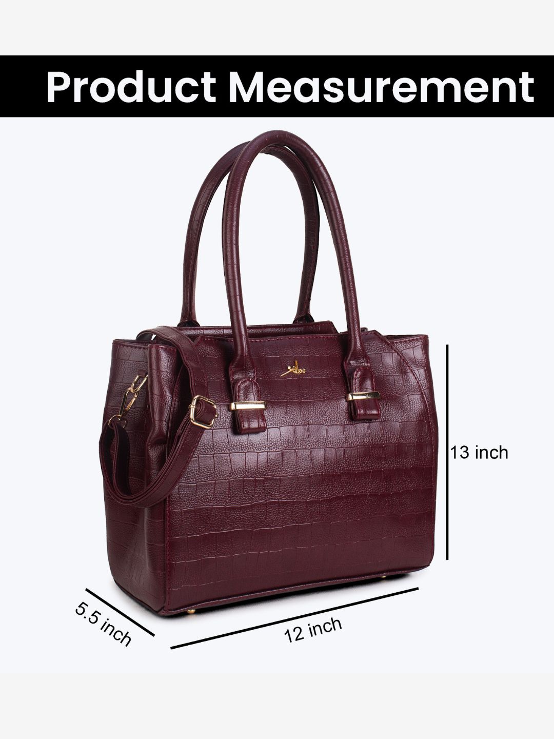 Maroon PU Leather Solid Handbag for Women