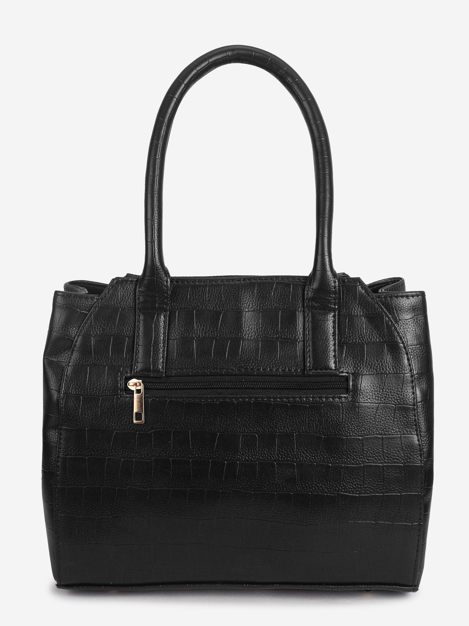 Black PU Leather Solid Handbag for Women
