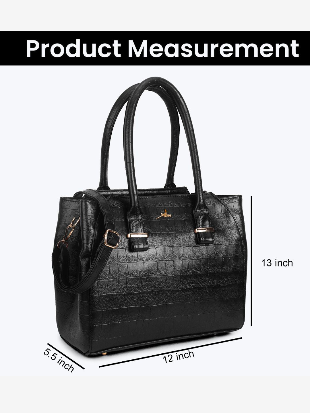 Black PU Leather Solid Handbag for Women