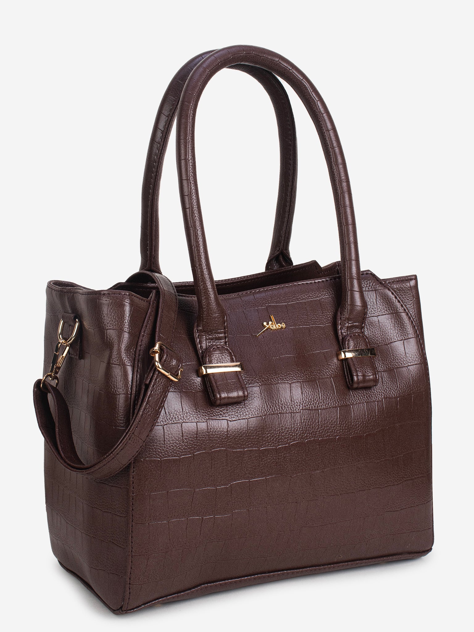 Brown PU Leather Solid Handbag for Women