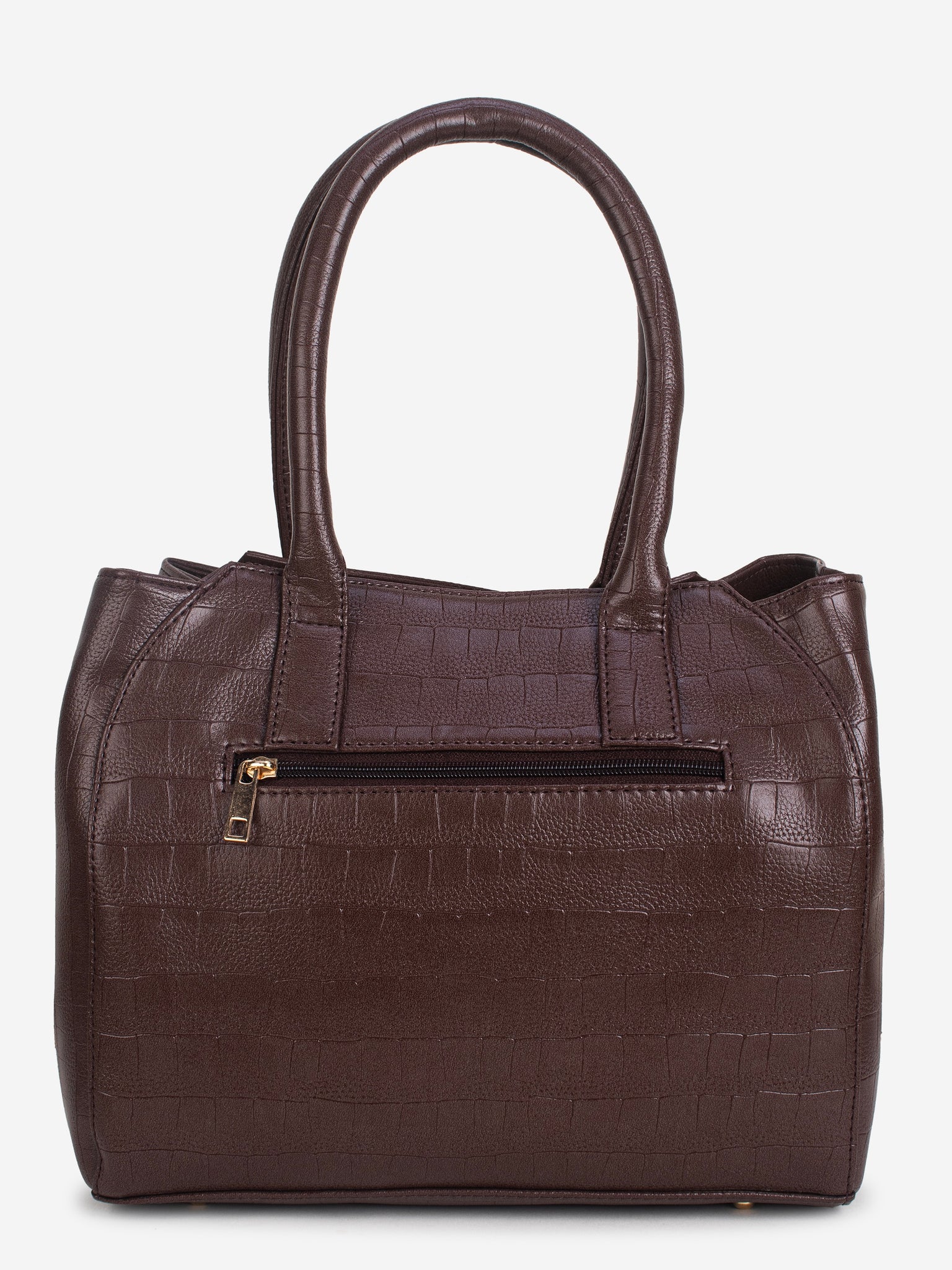 Brown PU Leather Solid Handbag for Women