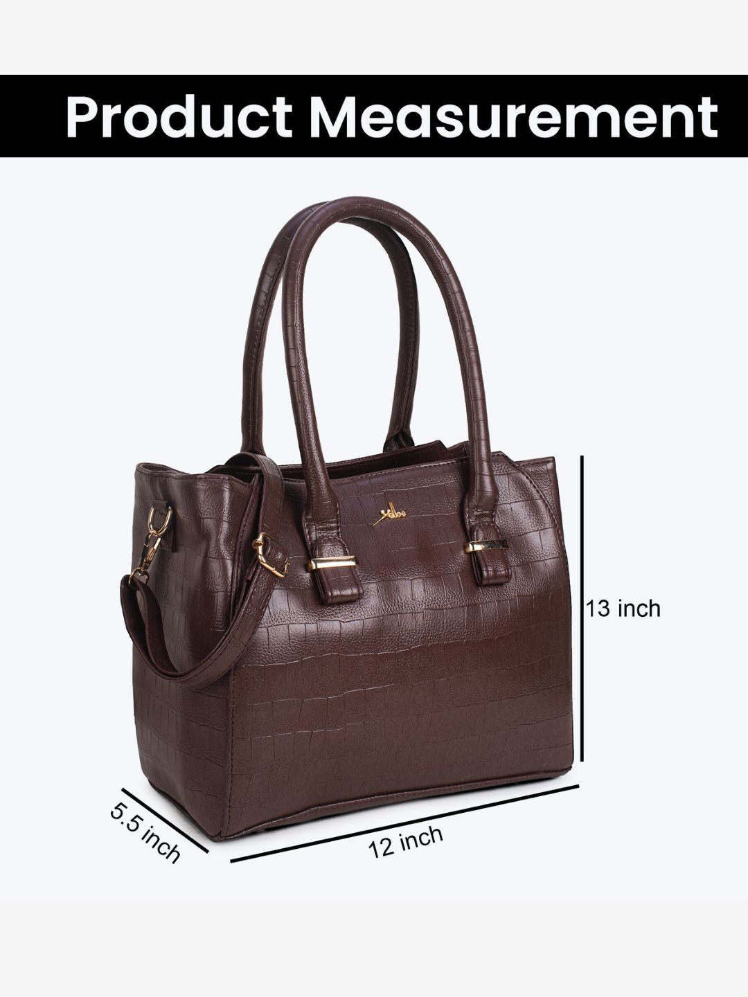 Brown PU Leather Solid Handbag for Women