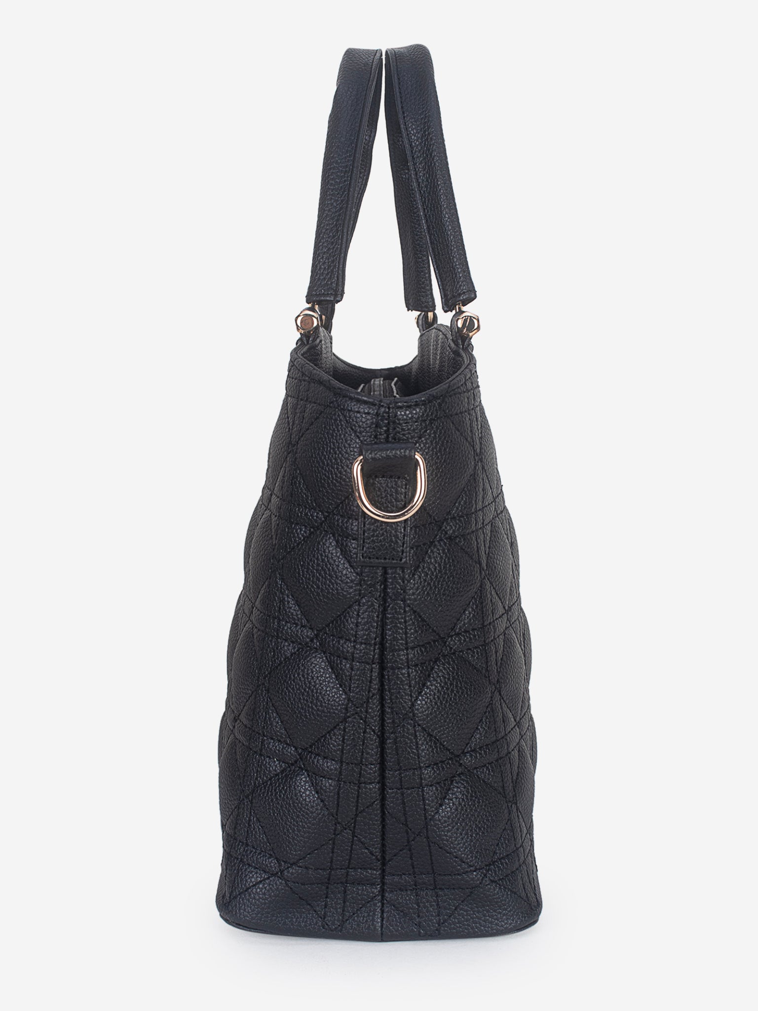 Black Spacious Quilted Hand Bag