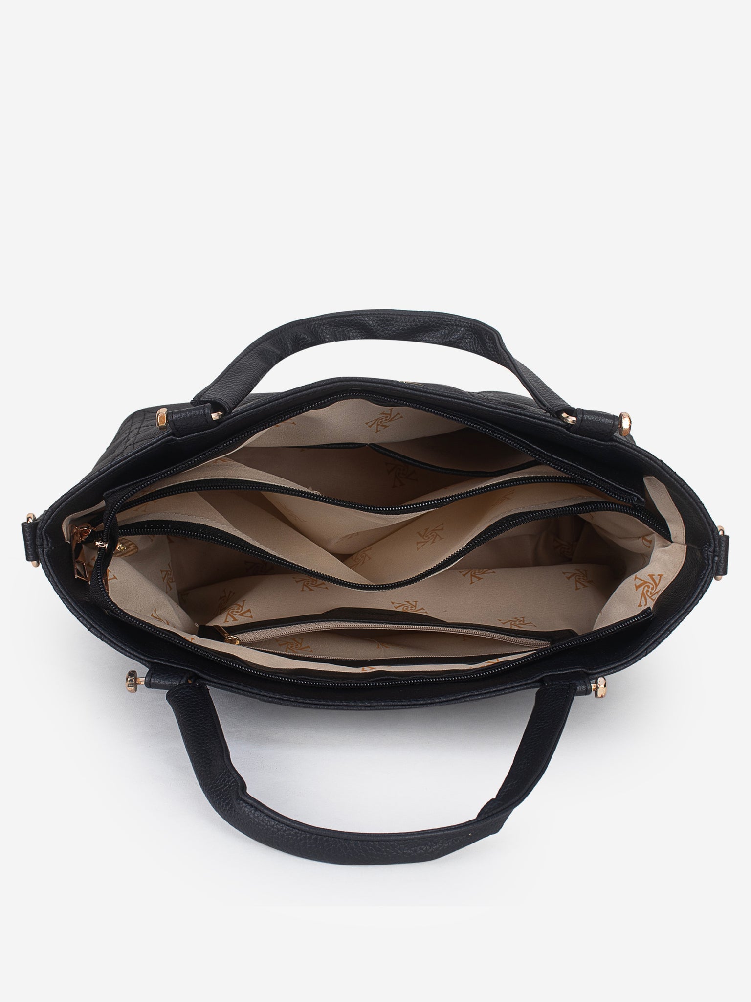 Black Spacious Quilted Hand Bag