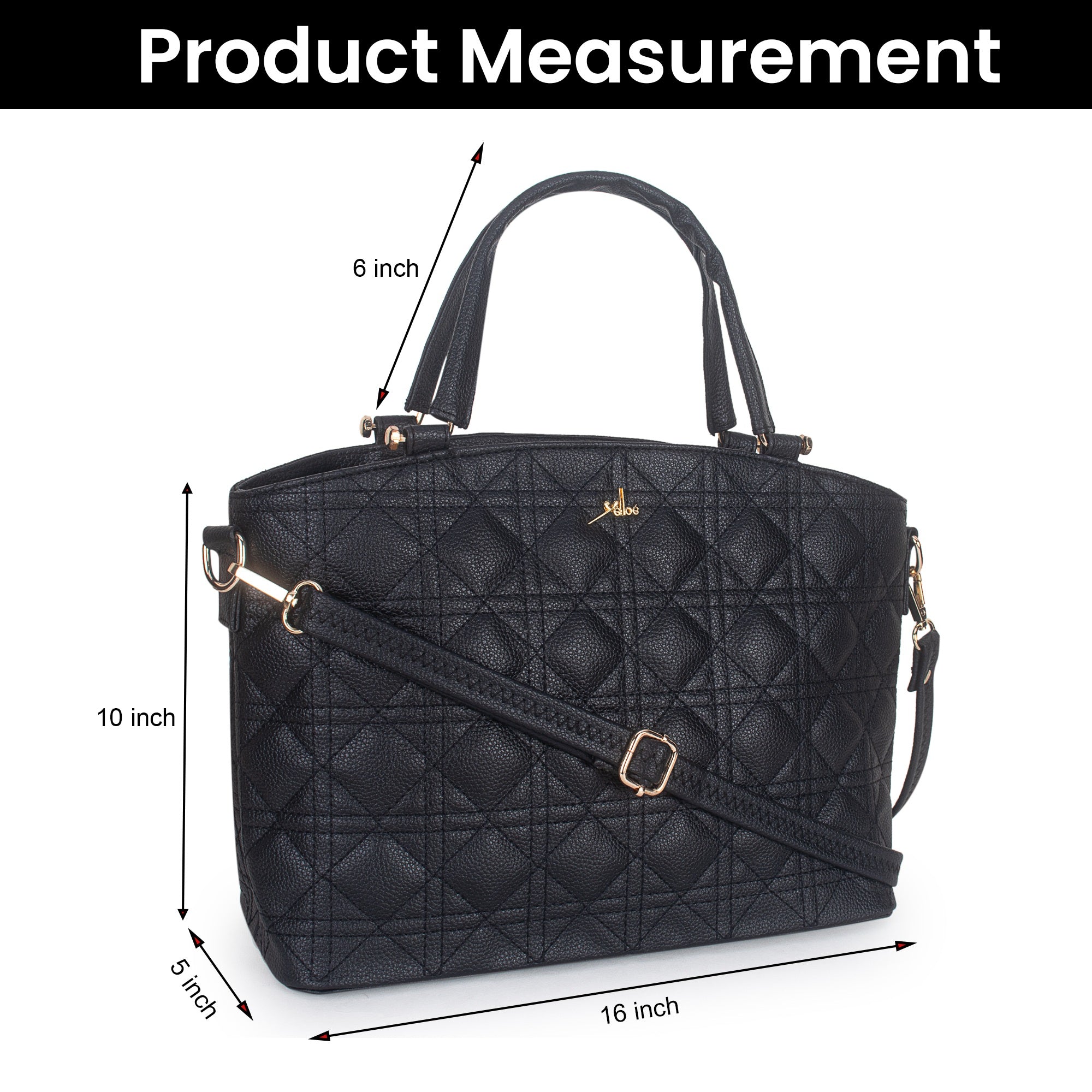 Black Spacious Quilted Hand Bag