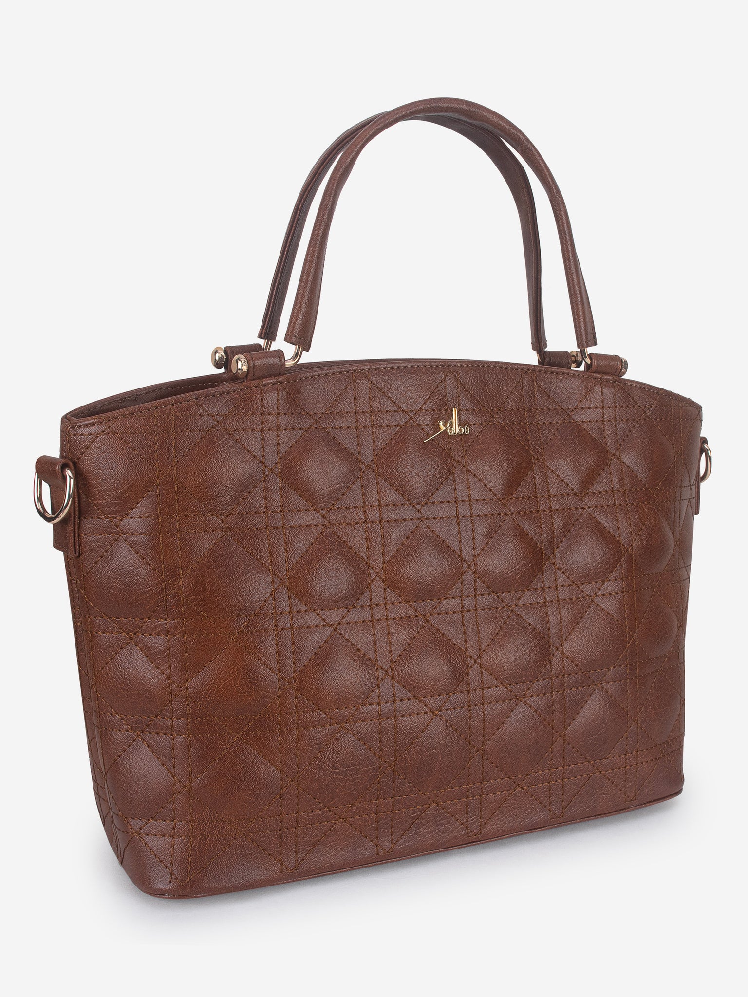 Tan Spacious Quilted Hand Bag