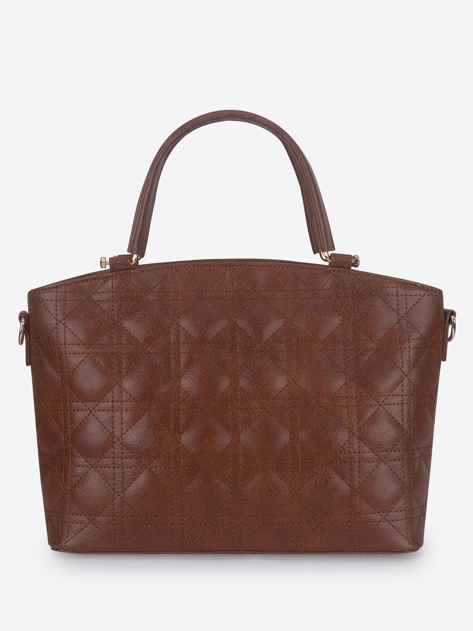 Tan Spacious Quilted Hand Bag