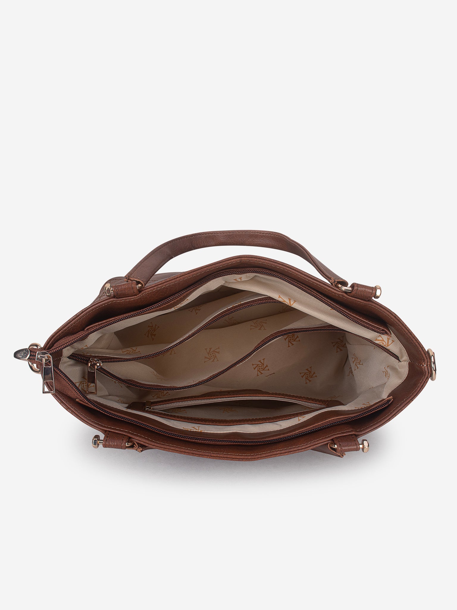 Tan Spacious Quilted Hand Bag