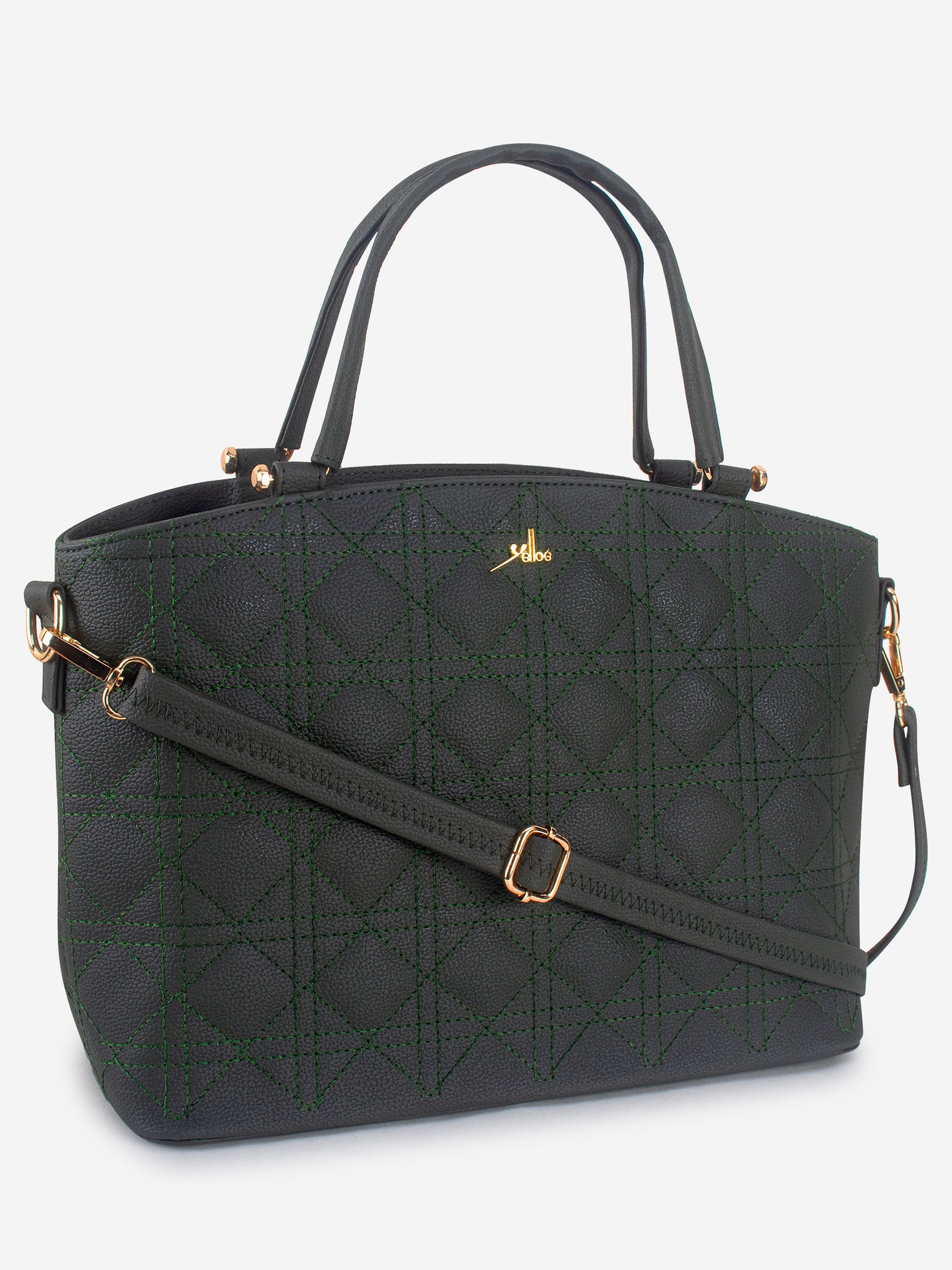 Green Spacious Quilted Hand Bag