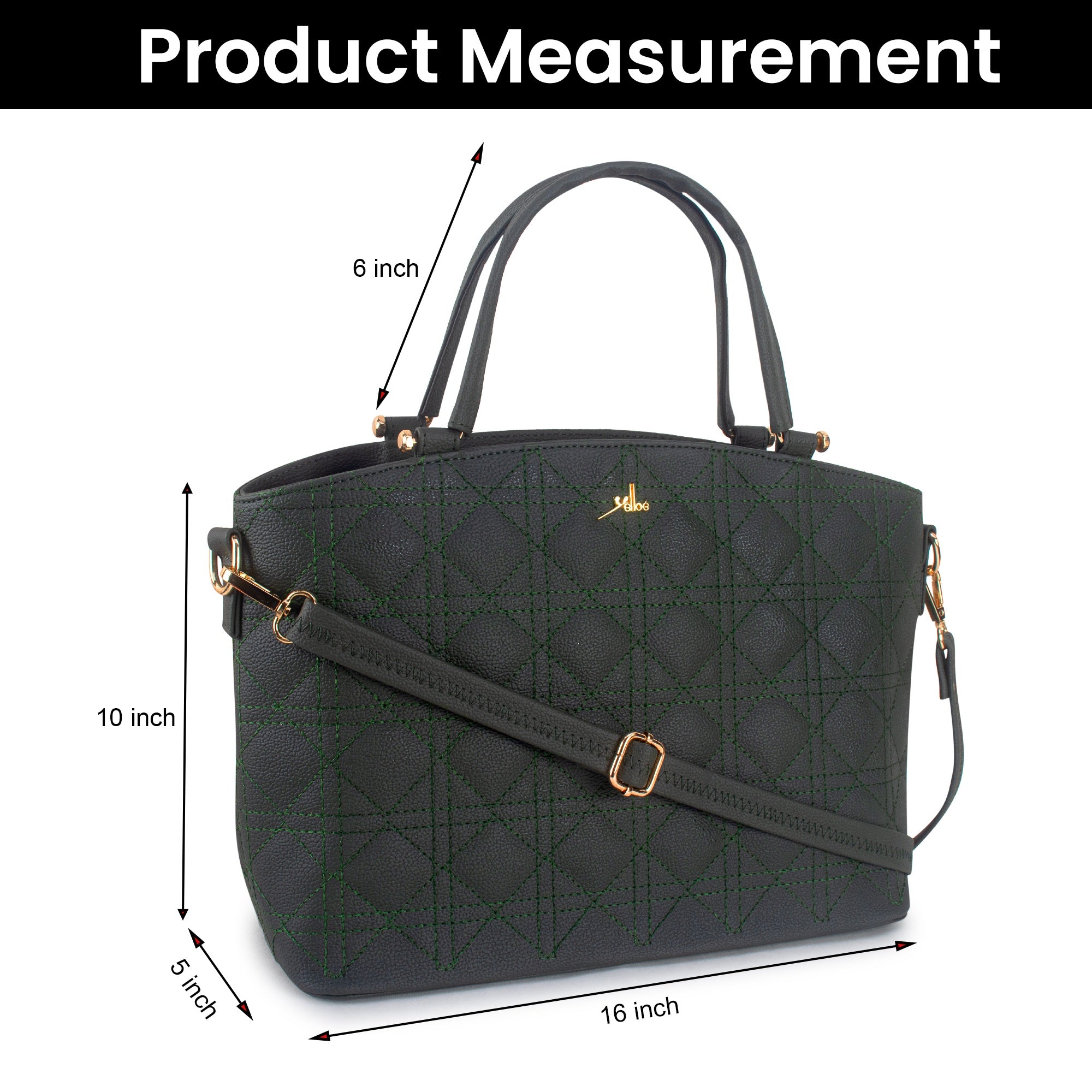 Green Spacious Quilted Hand Bag