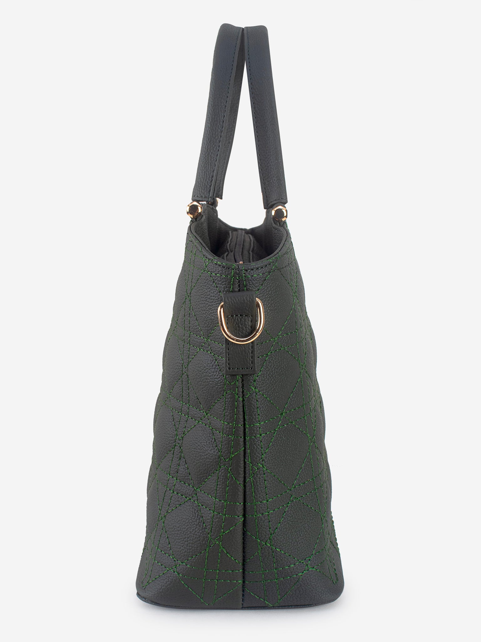 Green Spacious Quilted Hand Bag