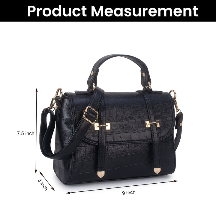 Black Croco Satchel Handbag
