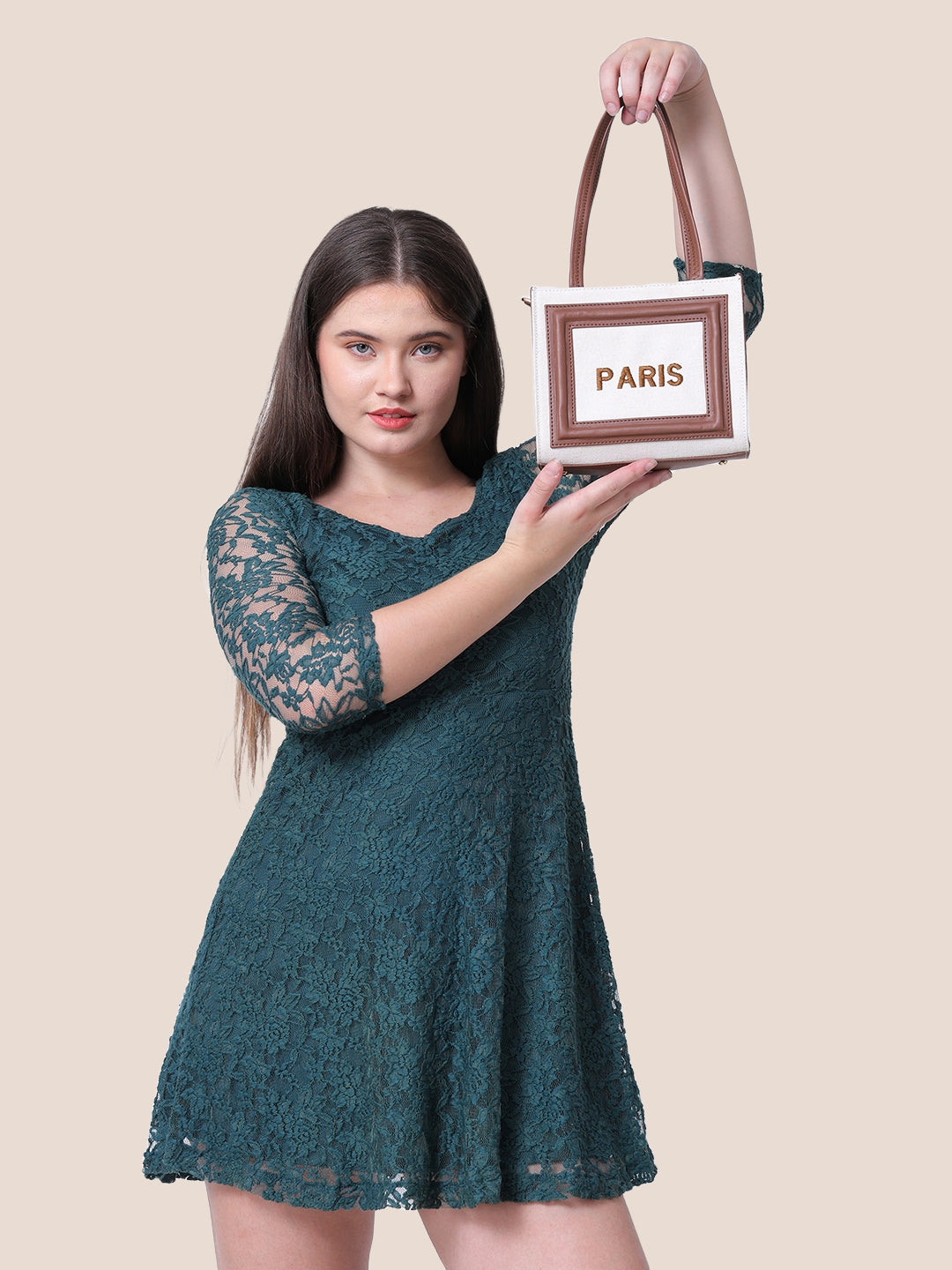 Off White- Tan Canvas Handbag with Detachable Sling Belt
