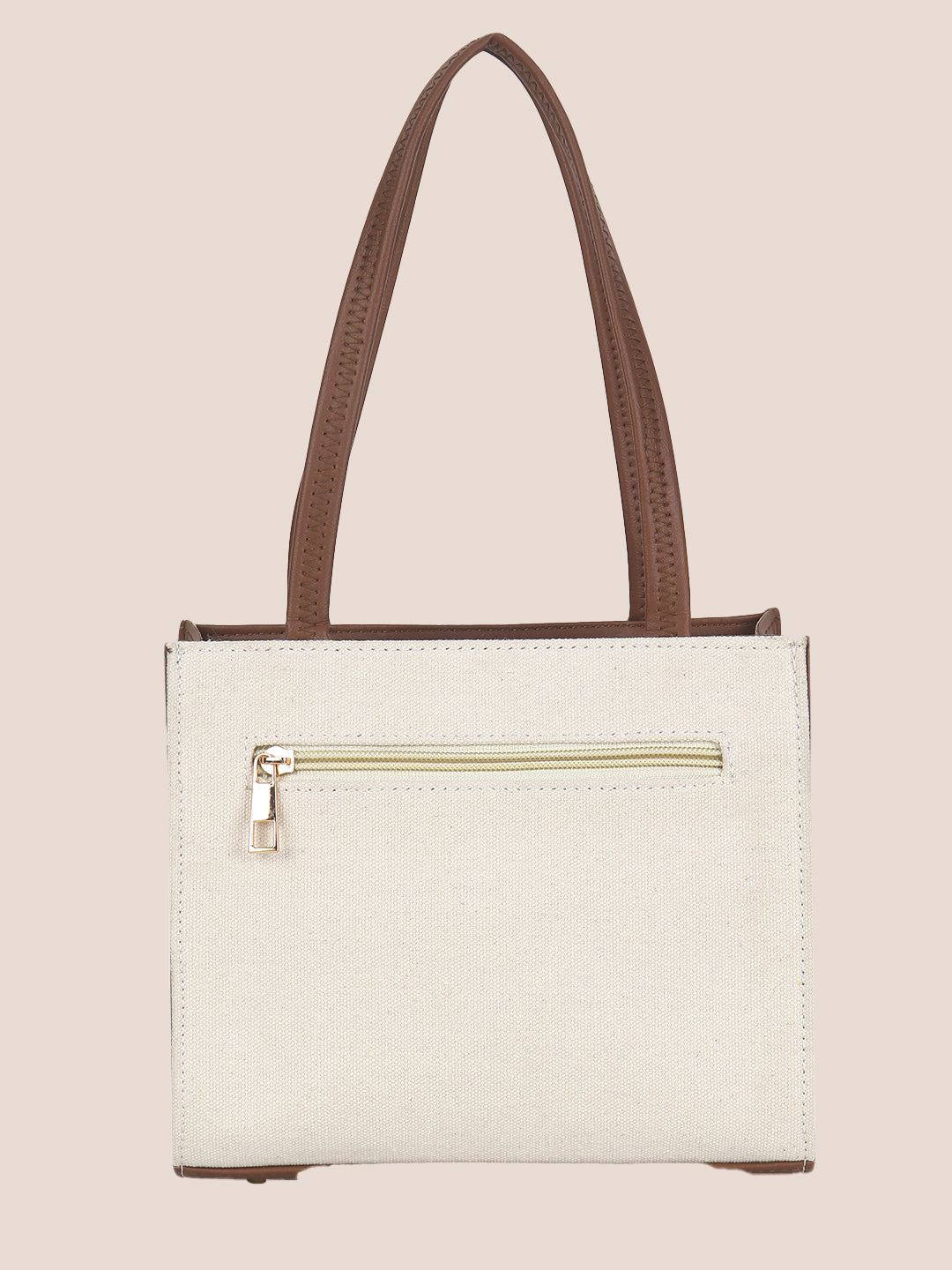 Off White- Tan Canvas Handbag with Detachable Sling Belt