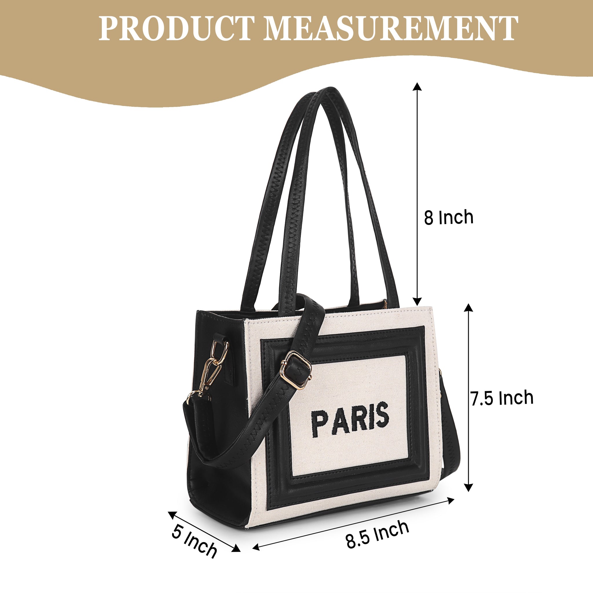 Off White- Black Canvas Handbag with Detachable Sling Belt