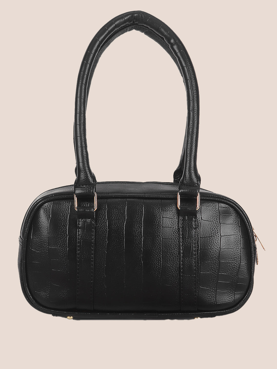 Black Synthetic Leather Handbag for Women