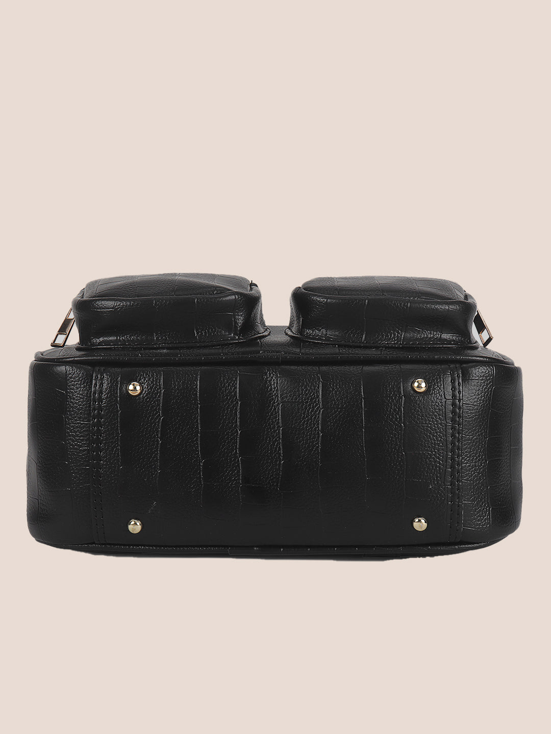Black Synthetic Leather Handbag for Women