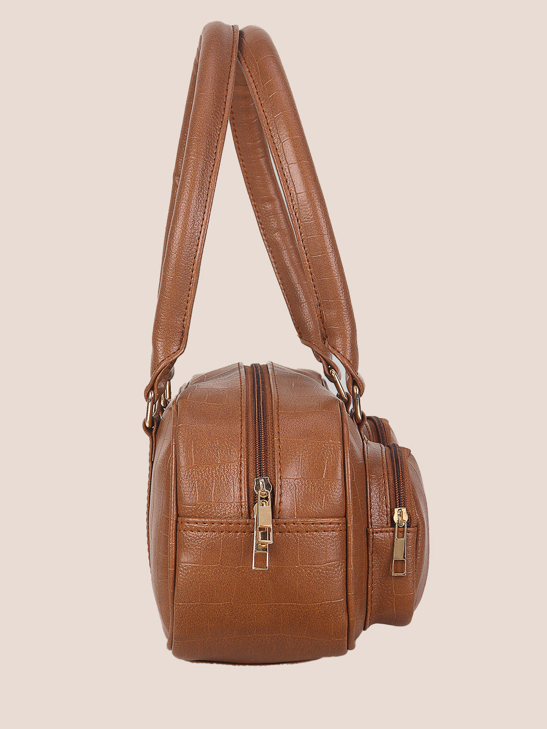 Tan Synthetic Leather Handbag for Women