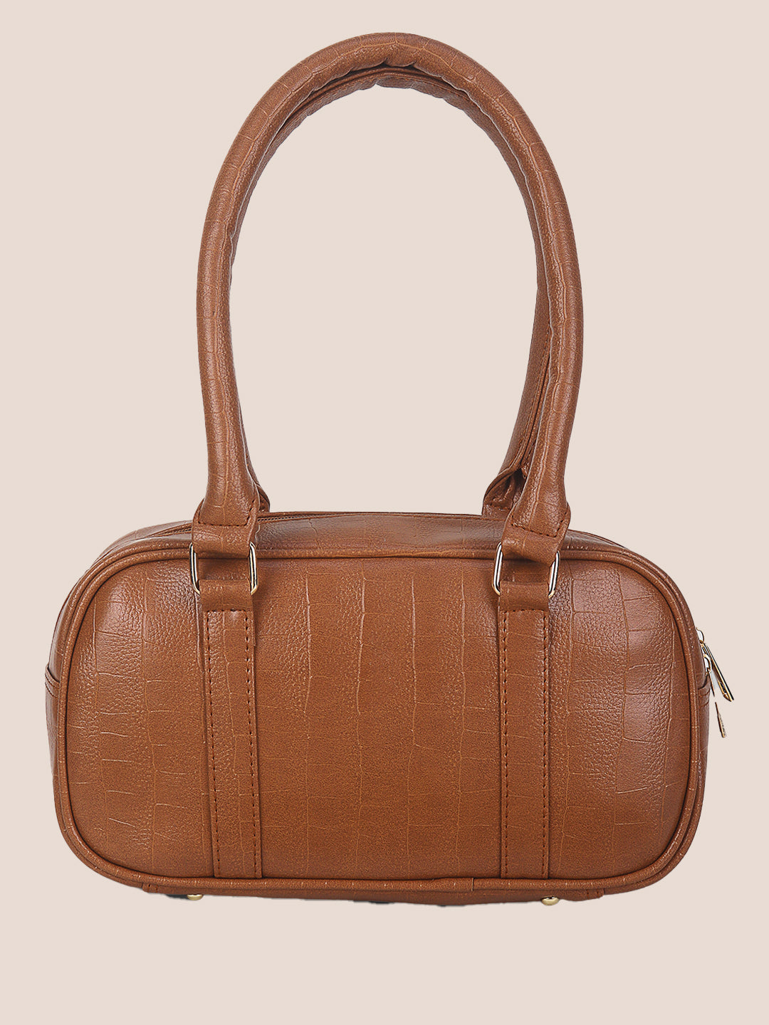 Tan Synthetic Leather Handbag for Women