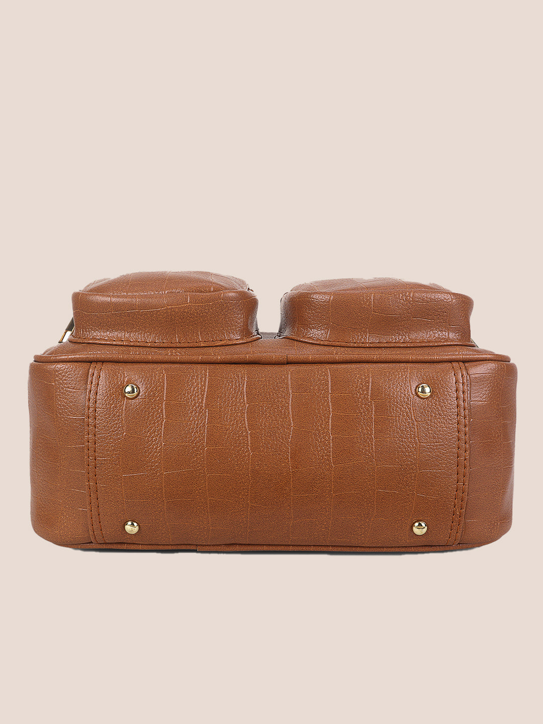 Tan Synthetic Leather Handbag for Women