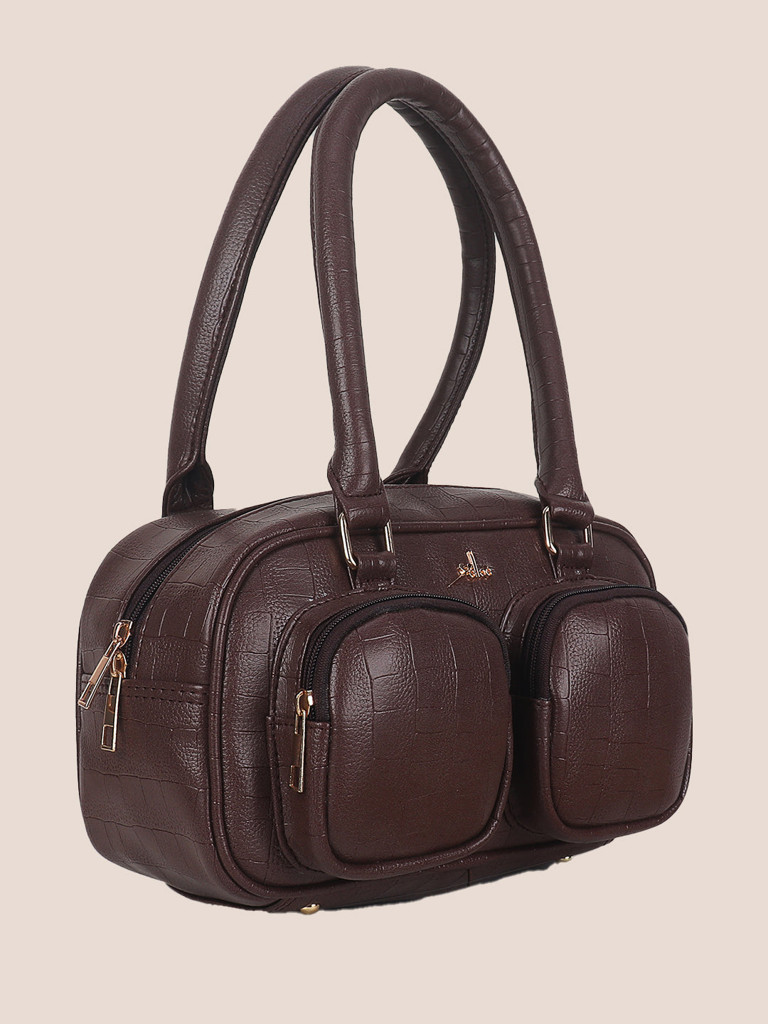 Brown Synthetic Leather Handbag for Women