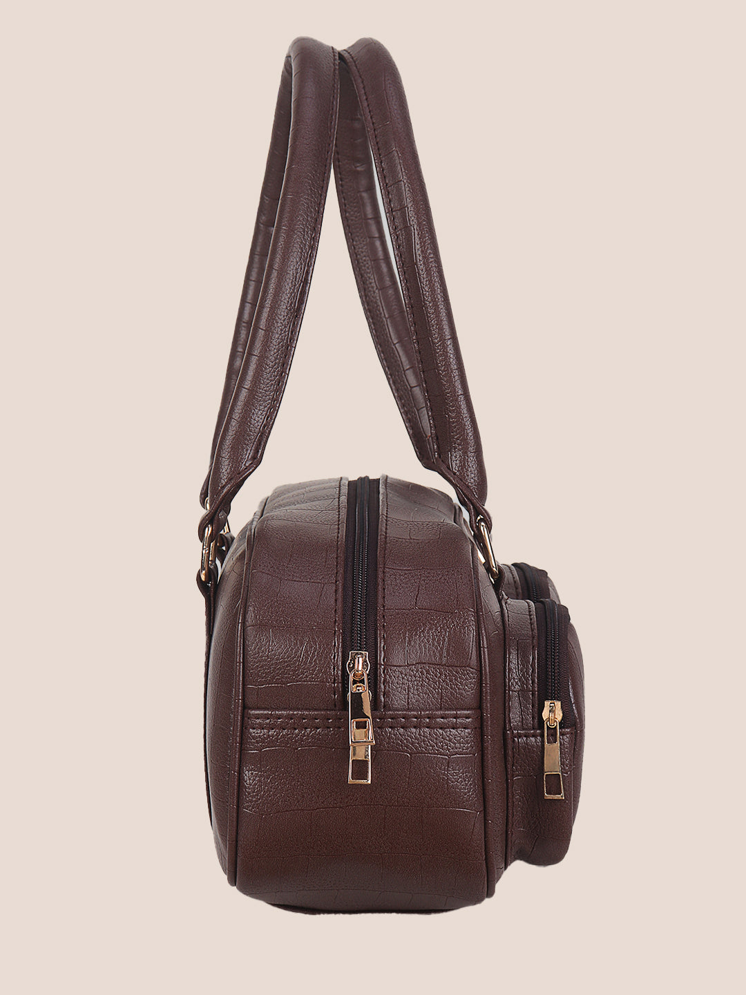 Brown Synthetic Leather Handbag for Women