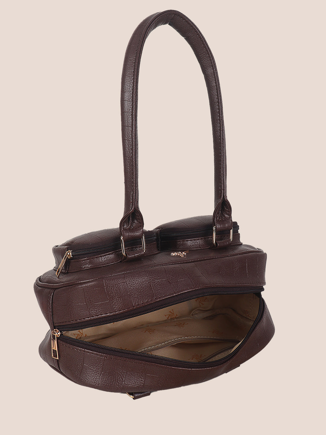 Brown Synthetic Leather Handbag for Women