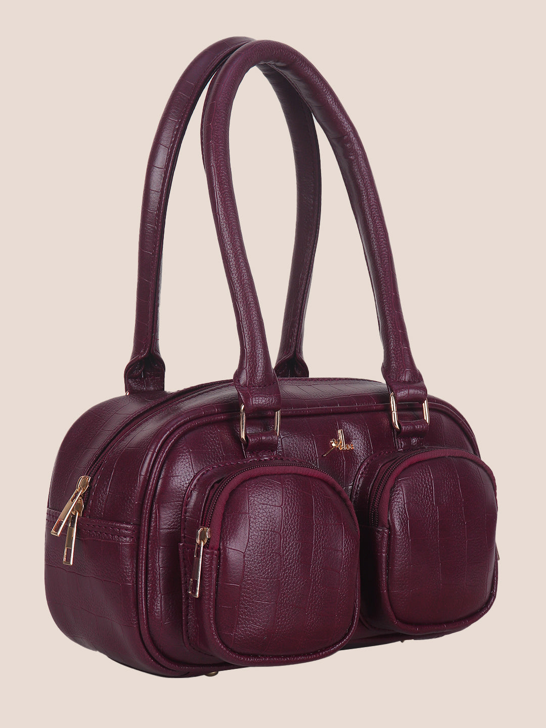 Maroon Synthetic Leather Handbag for Women