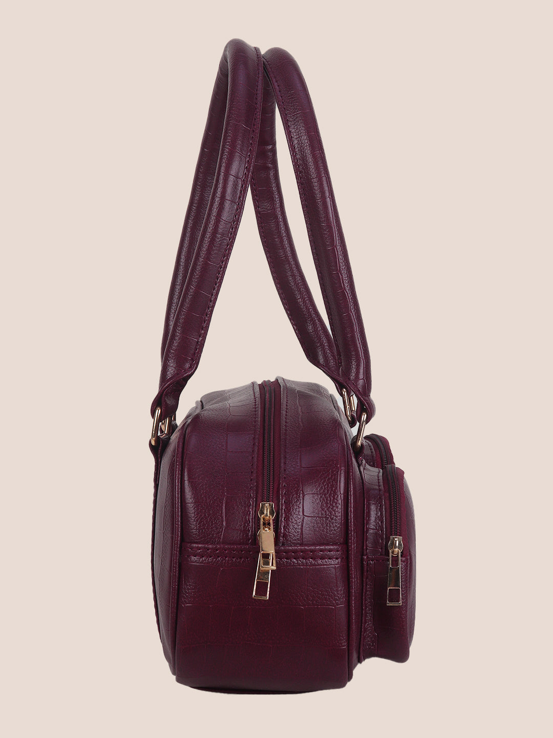 Maroon Synthetic Leather Handbag for Women