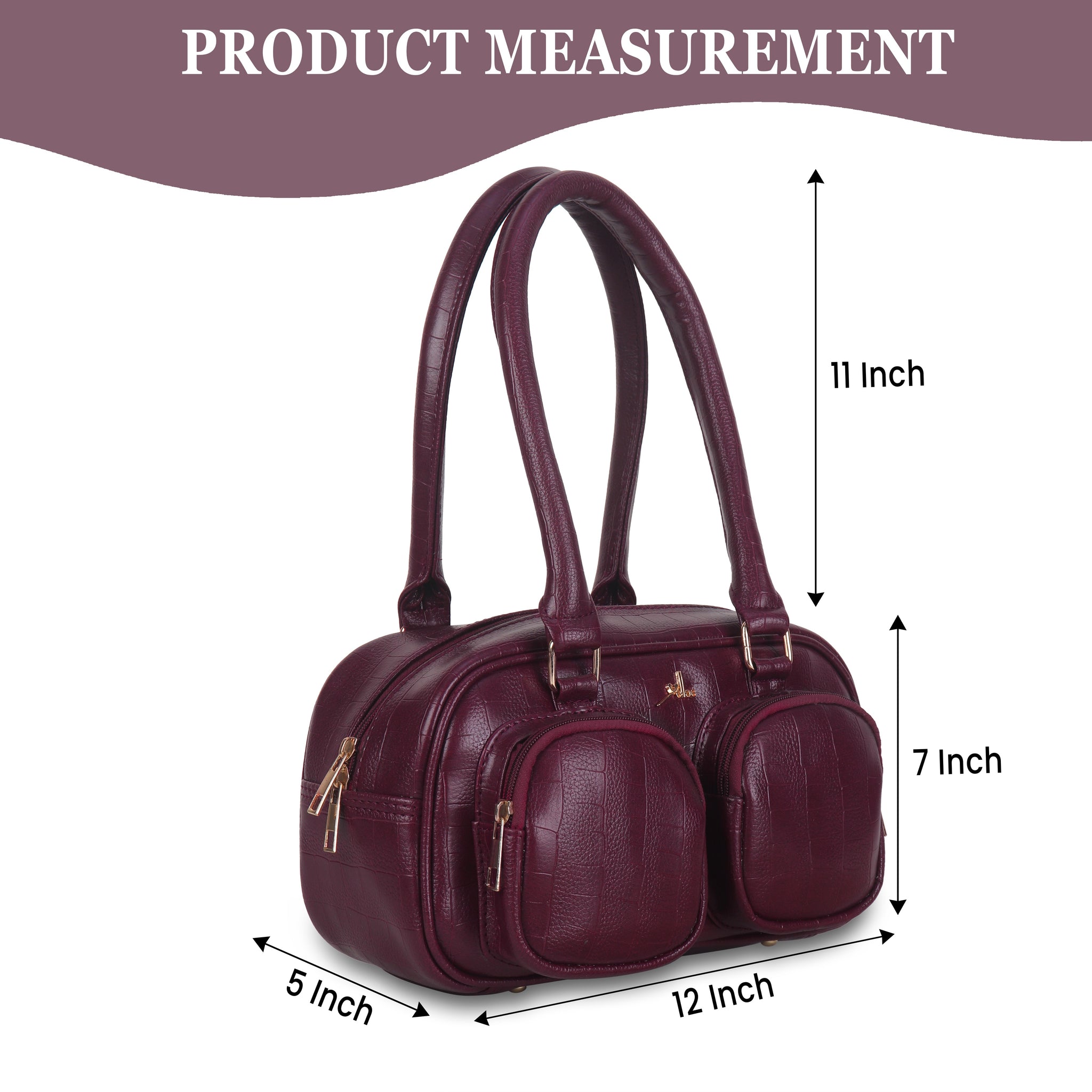 Maroon Synthetic Leather Handbag for Women