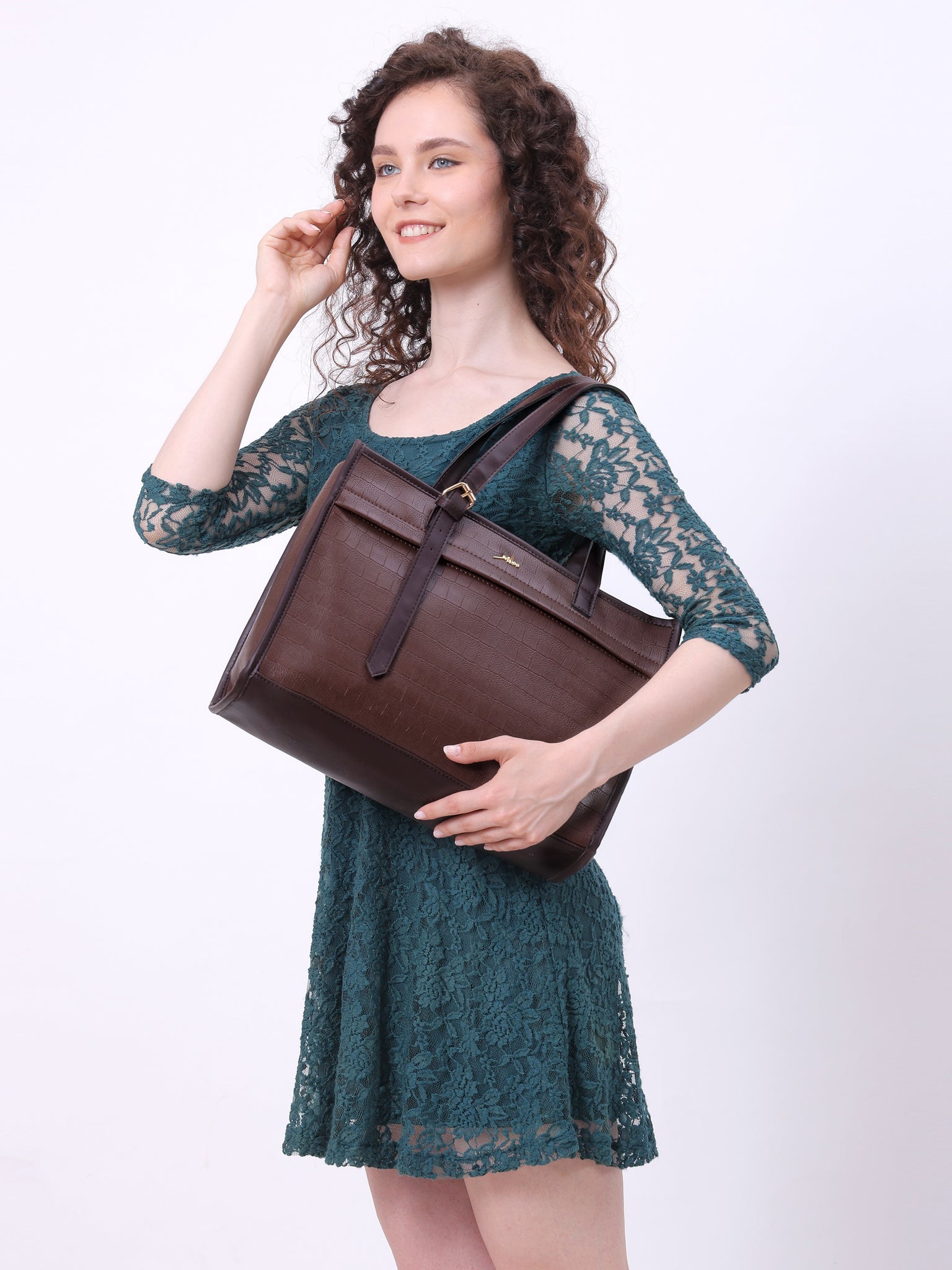 Women's Brown Synthetic Leather Handbag
