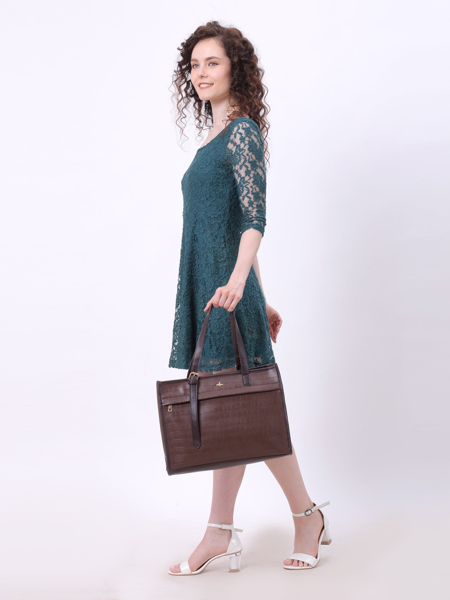 Women's Brown Synthetic Leather Handbag