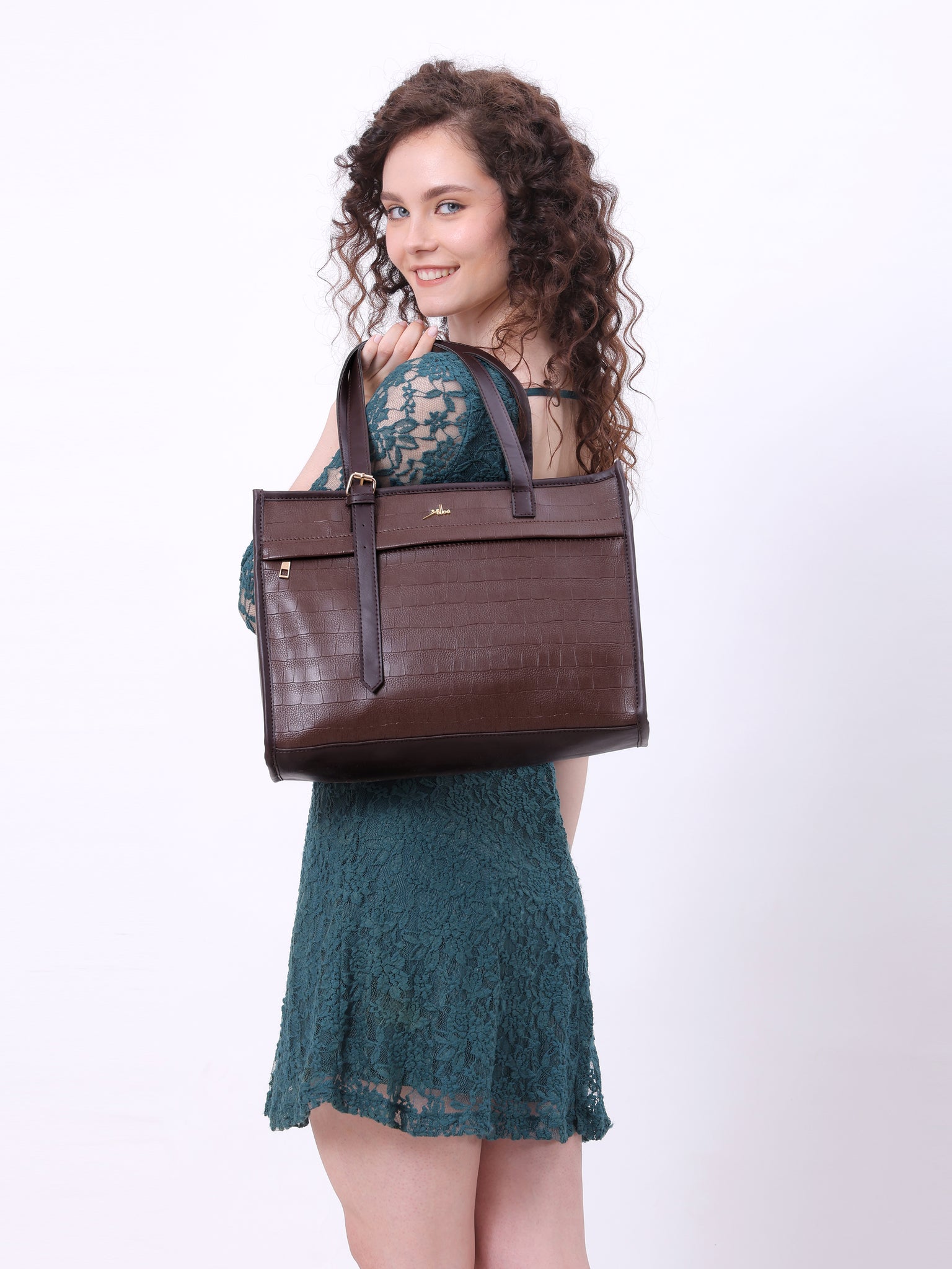 Women's Brown Synthetic Leather Handbag