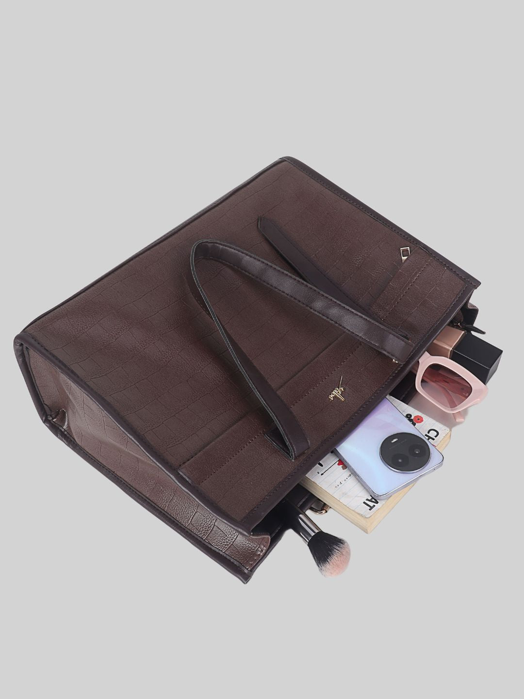 Women's Brown Synthetic Leather Handbag