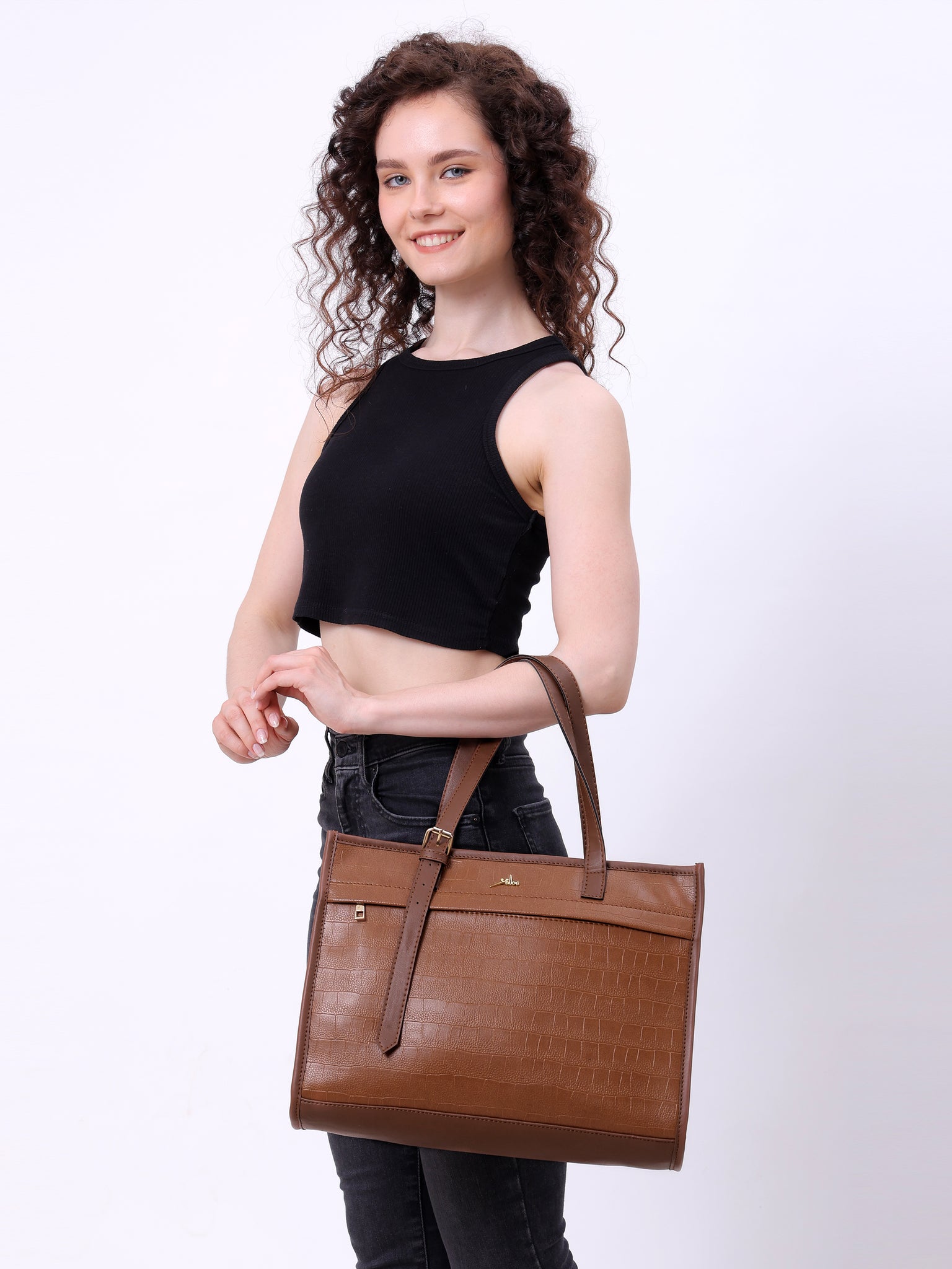 Women's Tan Synthetic Leather Handbag