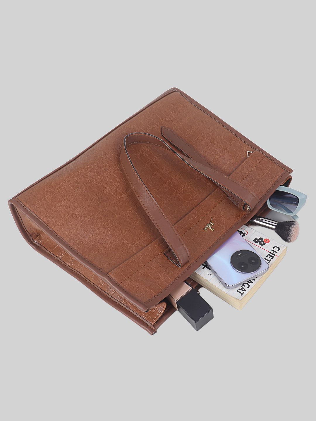 Women's Tan Synthetic Leather Handbag