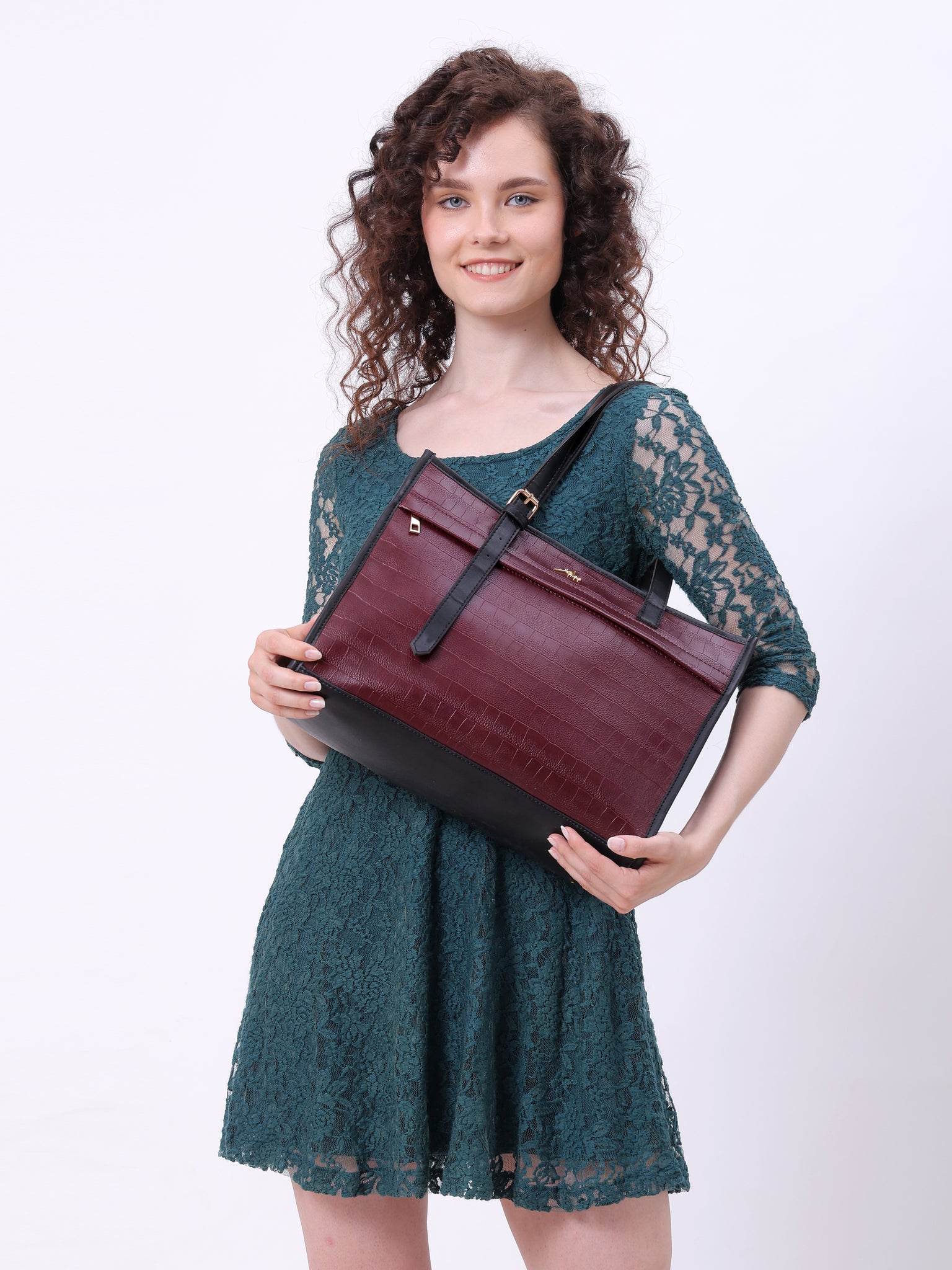 Women's Maroon Synthetic Leather Handbag