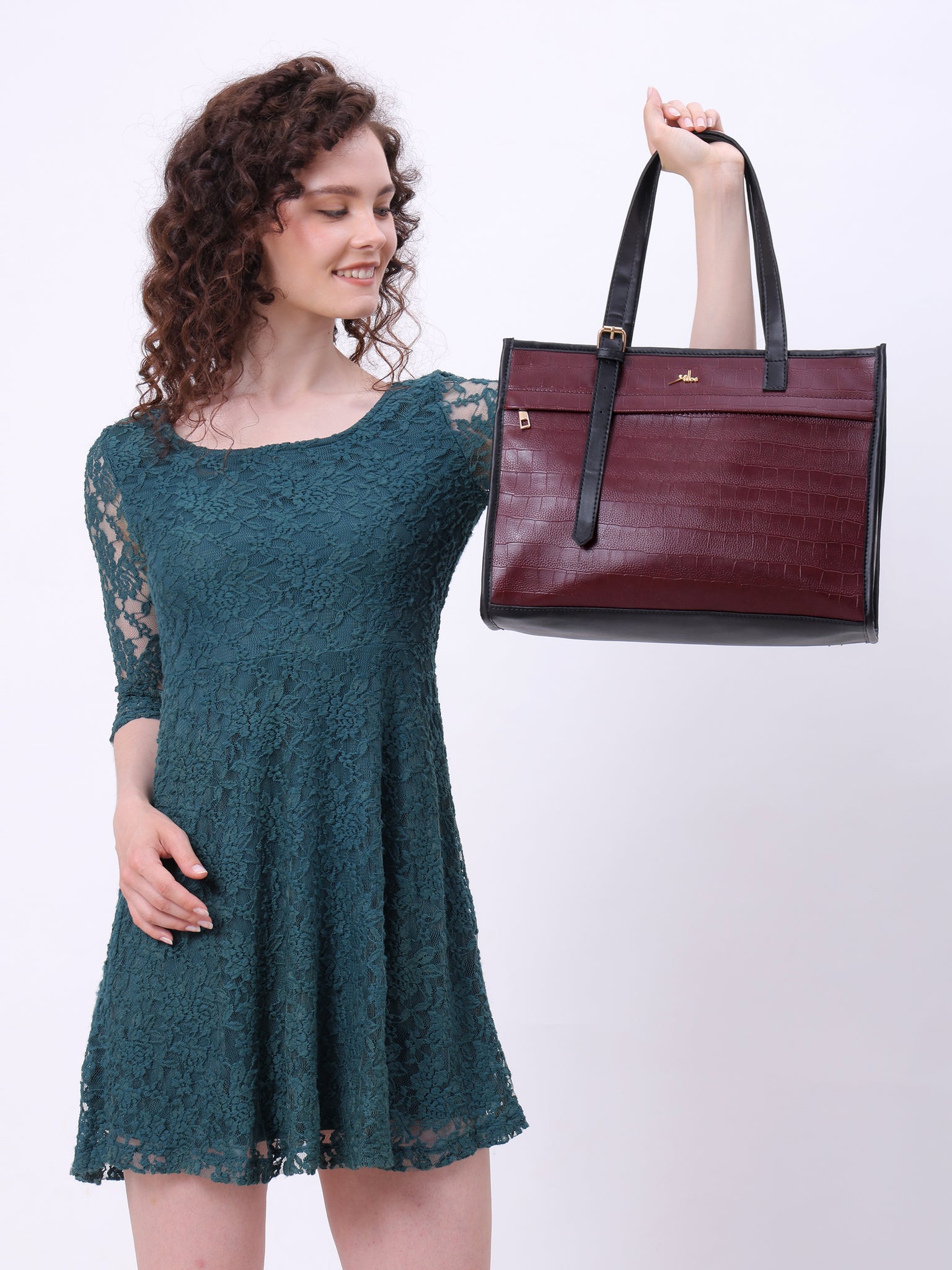 Women's Maroon Synthetic Leather Handbag