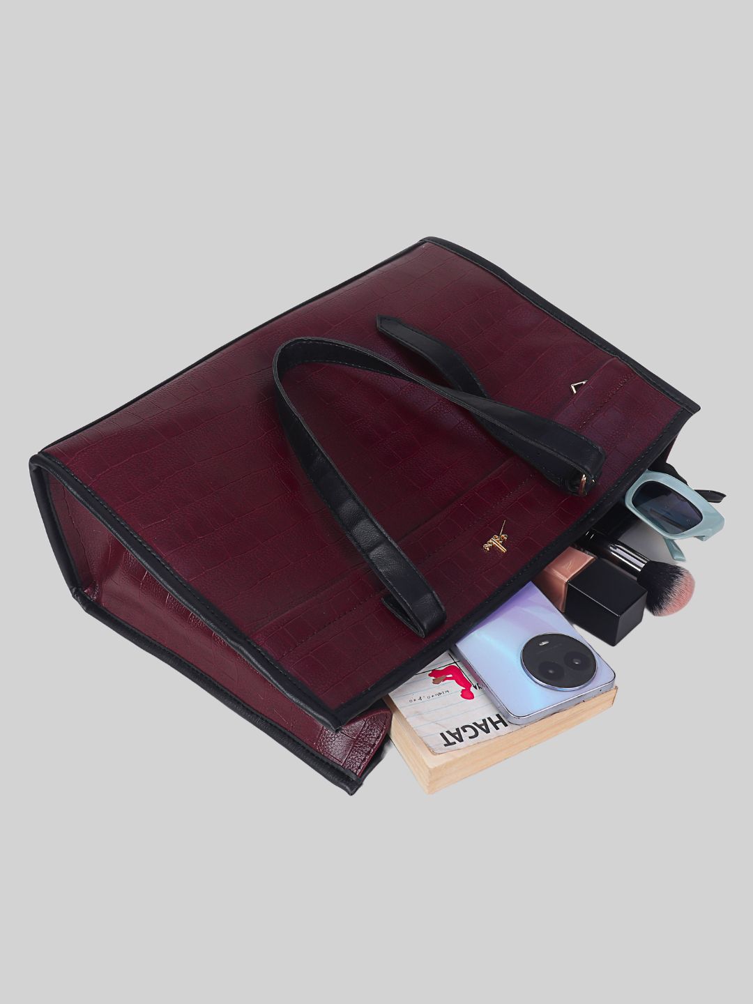 Women's Maroon Synthetic Leather Handbag