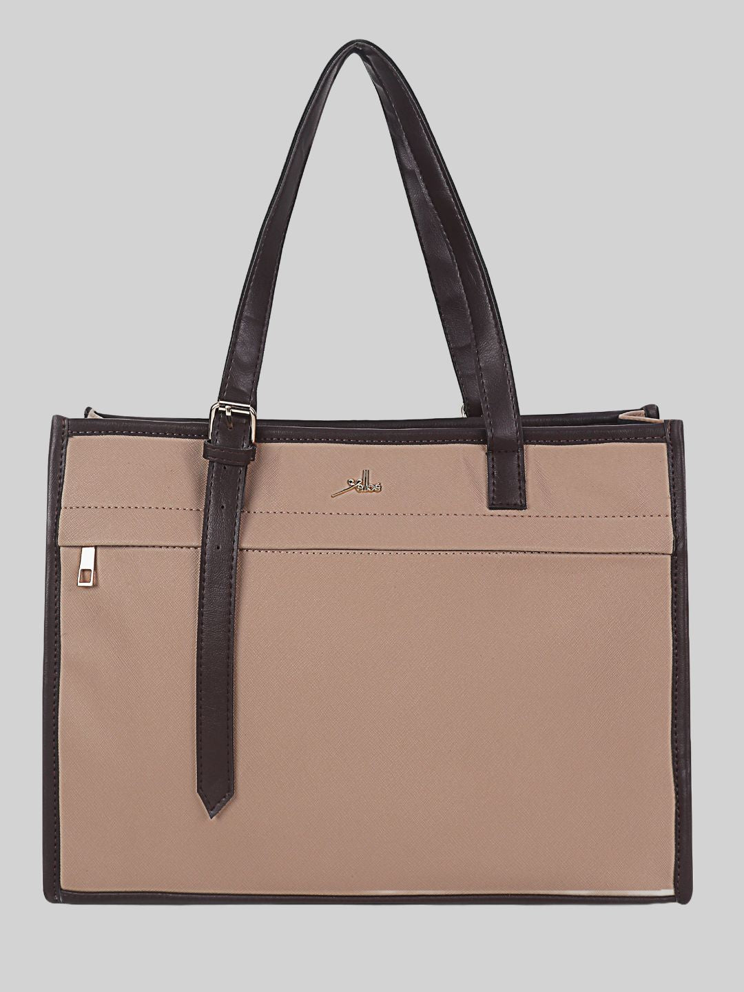 Women's Beige Synthetic Leather Handbag