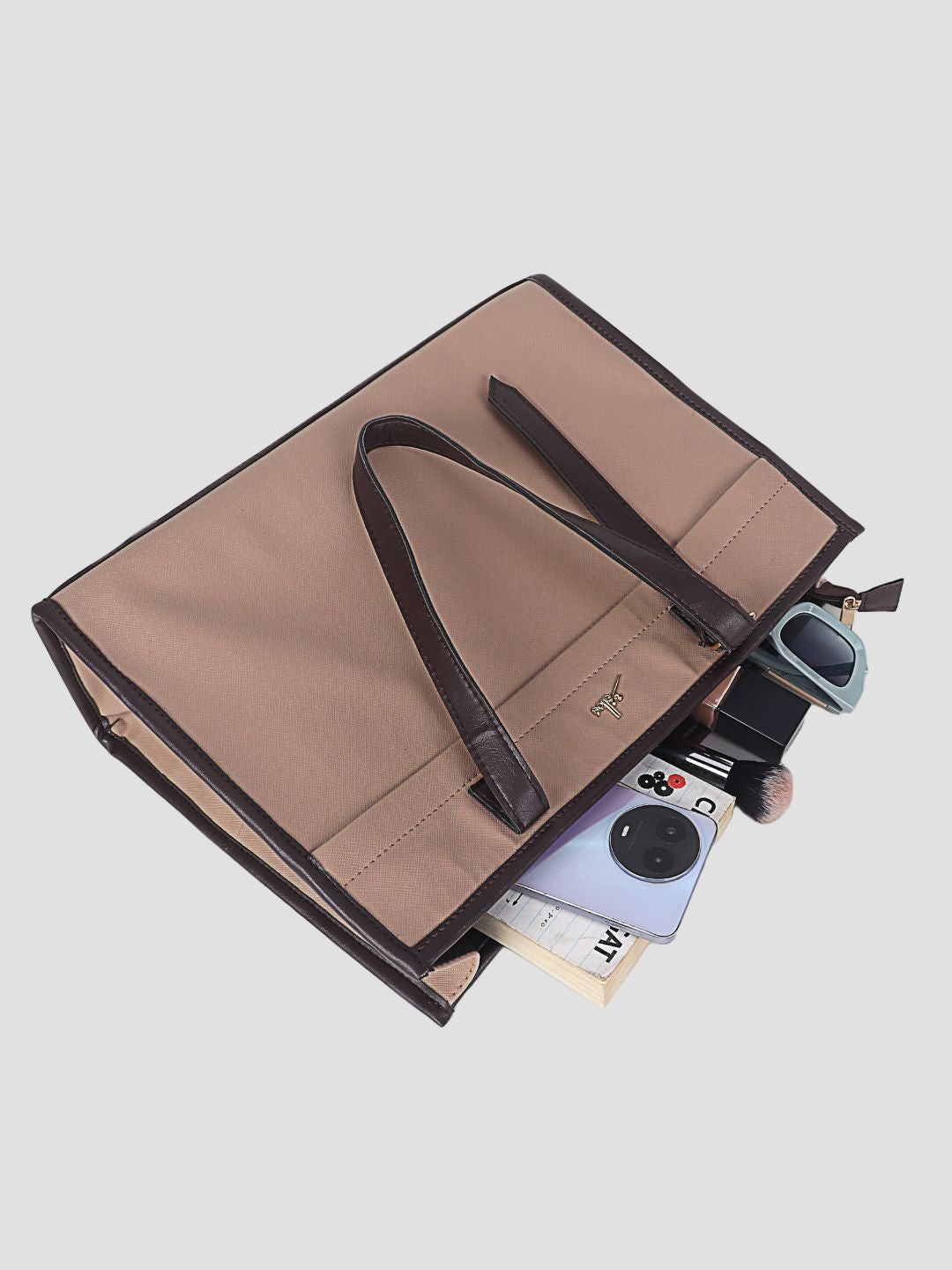 Women's Beige Synthetic Leather Handbag