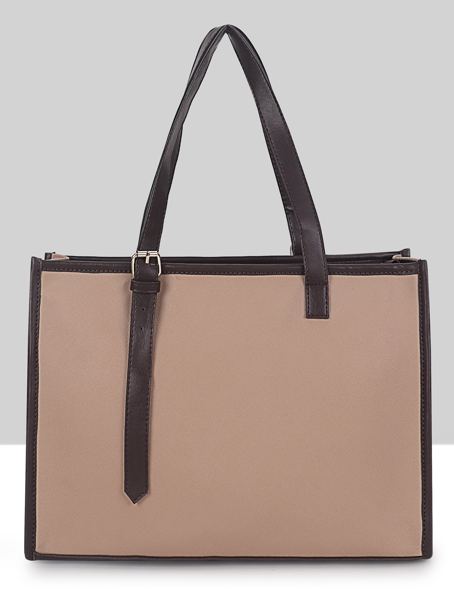 Women's Beige Synthetic Leather Handbag