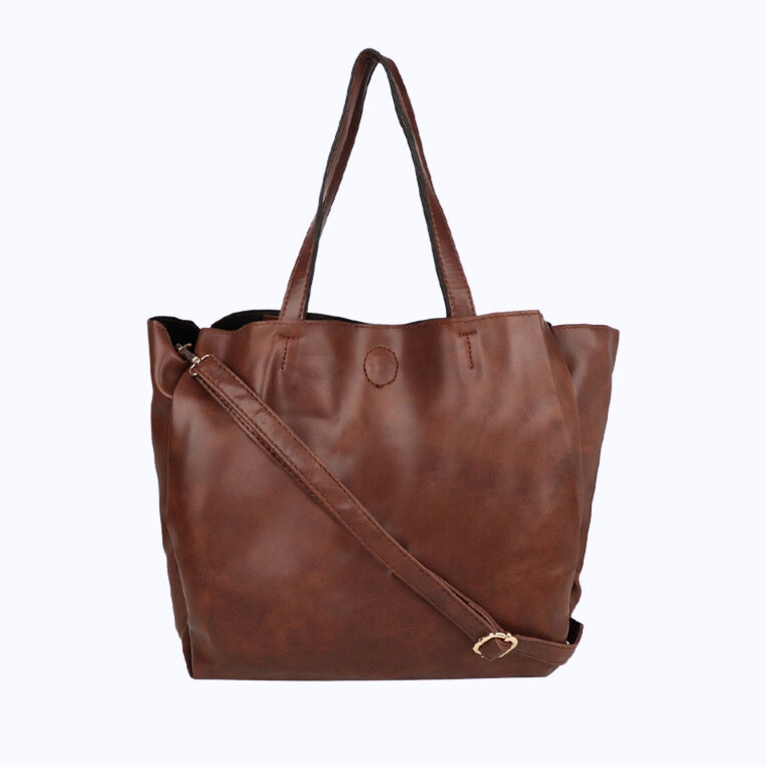 Tan Multi Compartment Shoulder Tote Bag