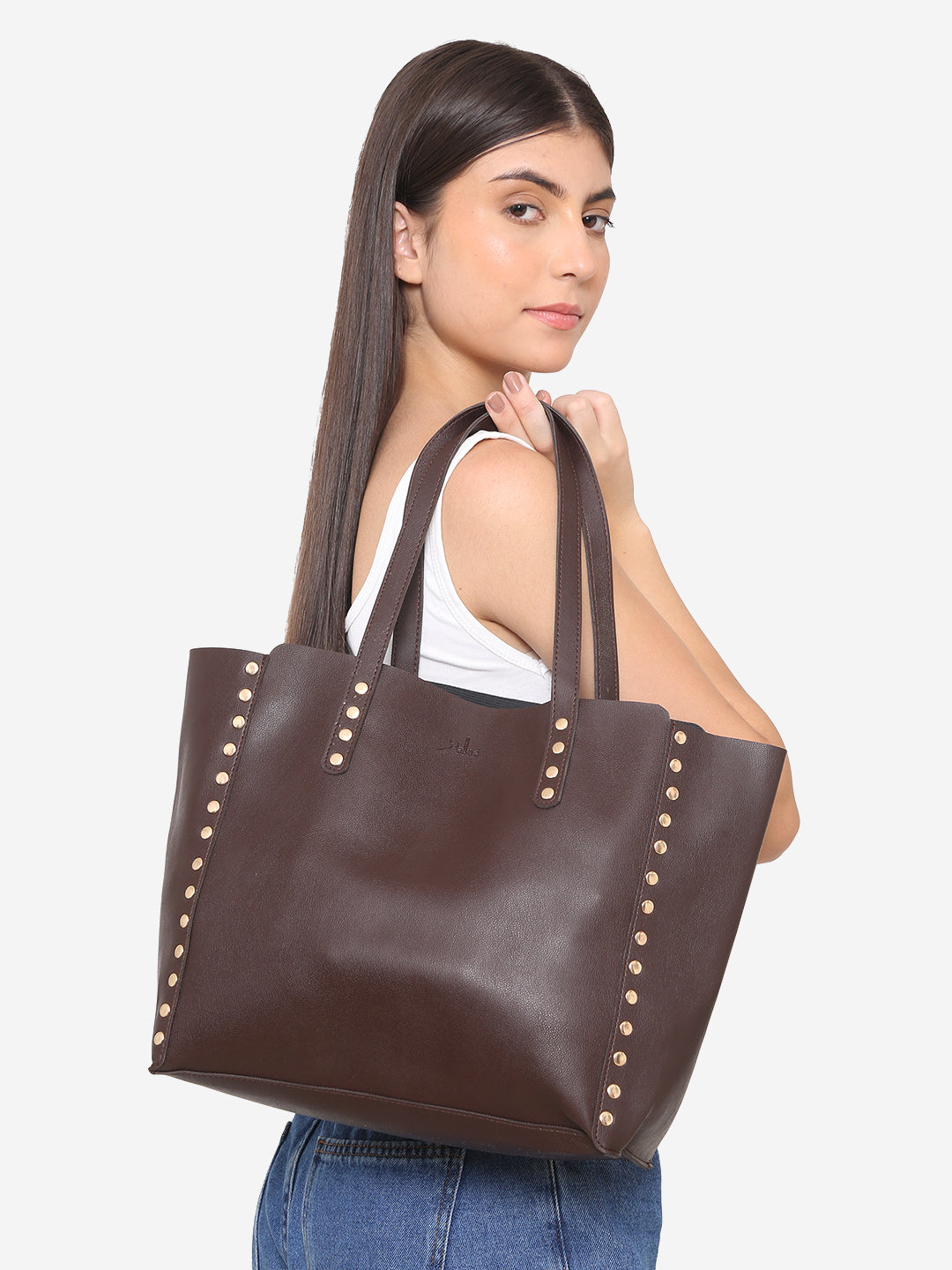 Embellished Tote Bag In Brown