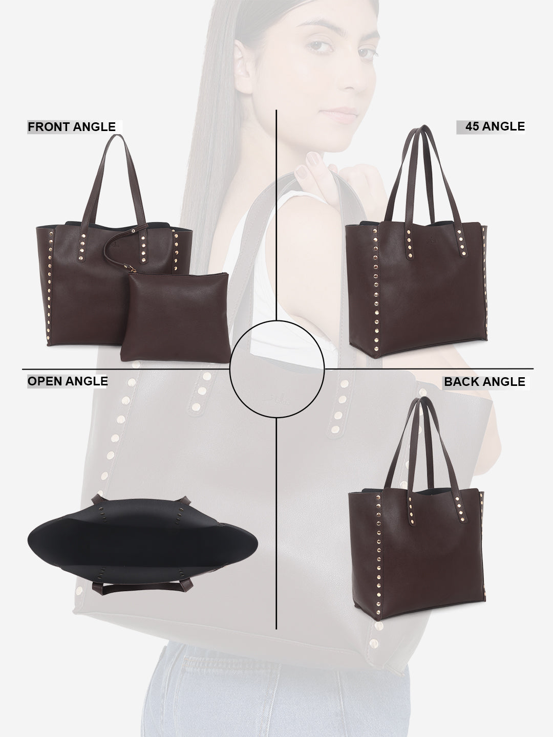 Embellished Tote Bag In Brown