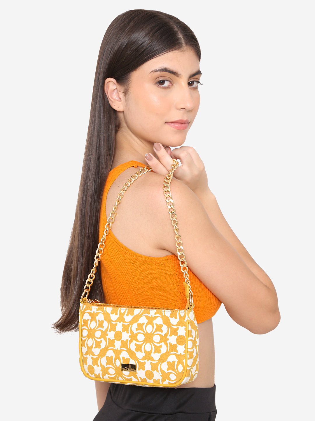 Yellow Printed Sling bag