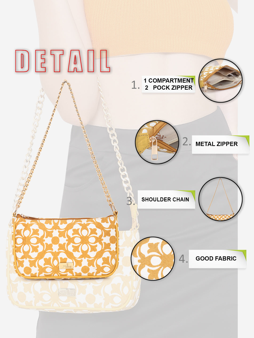 Yellow Printed Sling bag